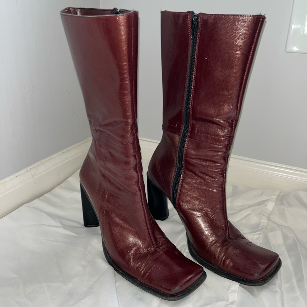 Vintage Donna Piu Red Leather Boots - Picture 1 of 8
